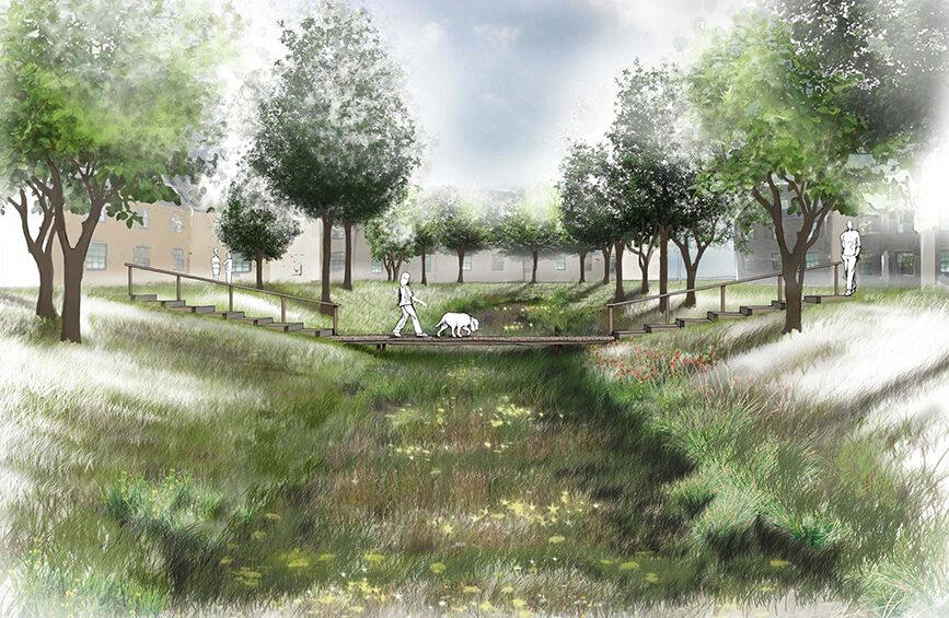 Brooklands cover landscape sketch