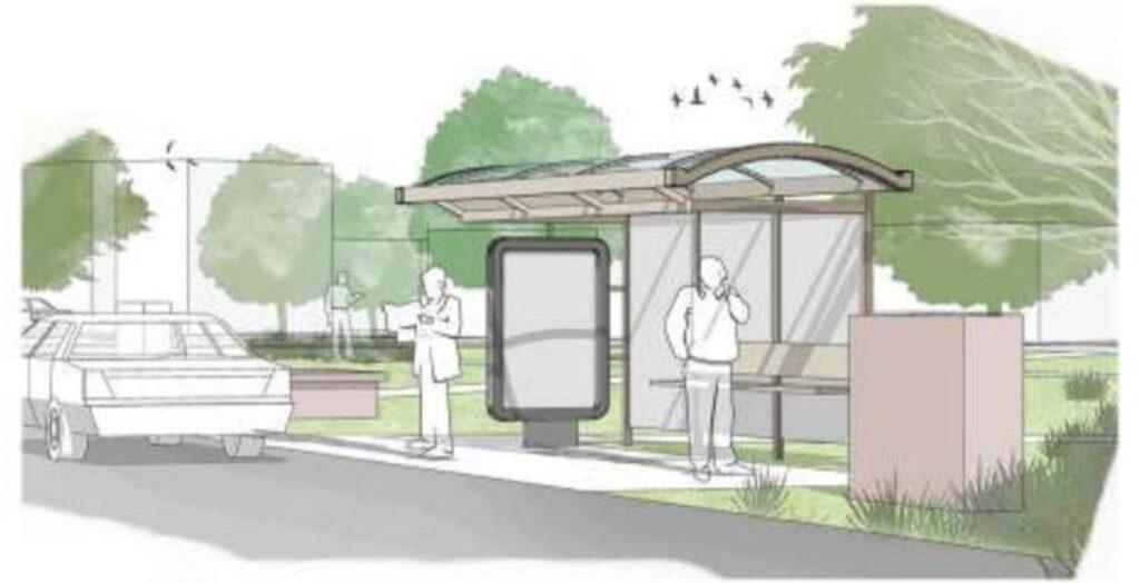 perspective bus stop drawing